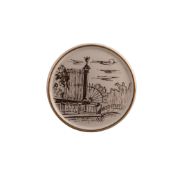 Медальон 10 см (бел., роспись индивидуальная, отводка золотом, Летний сад)