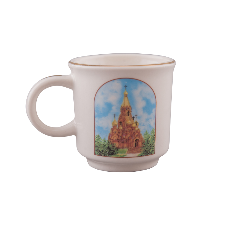 Чашка малая (бел., вид цветной, отводка золотом, Крестовоздвиженский собор г. Лесосибирск)