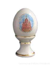 Сувенир "Яйцо пасхальное" среднее монолит (бел., вид цветной, отводка золотом)