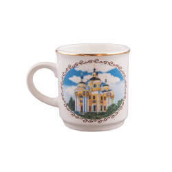 Чашка кофейная (бел., вид цветной, отводка золотом, Успенский Вышенский монастырь)