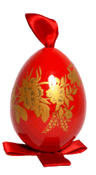 Сувенир "Яйцо пасхальное" большое подвесное (красн., золотые цветы+ХВ)