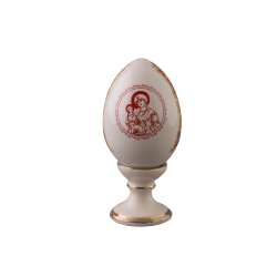 Сувенир "Яйцо пасхальное" среднее (бел., Красный орнамент+икона, отводка золотом, Пюхтица)