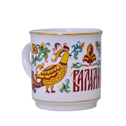 Чашка кофейная (бел., Райские птицы+надпись, отводка золотом, Валаам)