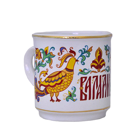 Чашка кофейная (бел., Райские птицы+надпись, отводка золотом, Валаам)