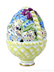 Сувенир "Яйцо в корзинке" большое (бел., роспись цветы, отводка золотом, ХВ)