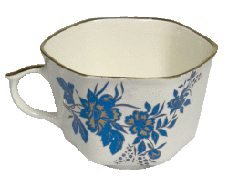 Чашка гранёная (бел., голубой василёк, отводка золотом)