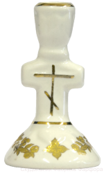 Подсвечник "Крест" (бел., цветы бронза-золото, отводка золотом)