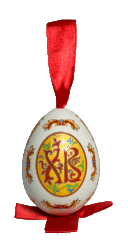 Сувенир "Яйцо пасхальное" среднее подвесное (бел., Красный орнамент, ХВ)