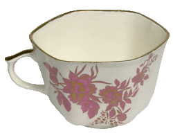 Чашка граненая (бел., розовый василёк, отводка золотом)