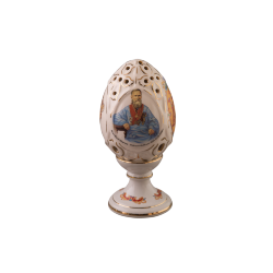 Яйцо пасхальное "Ажурное" (бел., портрет, вид цветной, красный орнамент, крест, ХВ, роспись золотом)