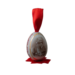 Сувенир "Яйцо пасхальное" среднее подвесное (бел., портрет+орнамент, св. прав. Иоанн Кронштадтский)